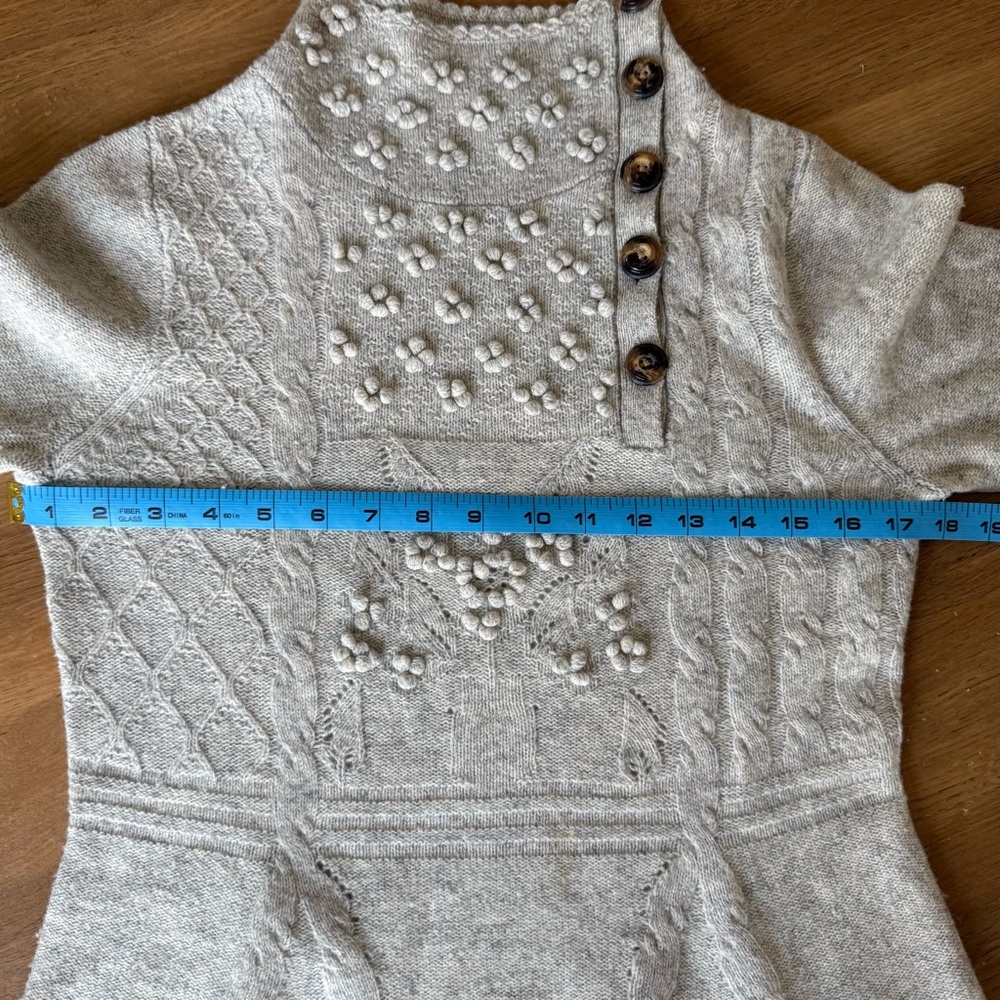 Anthropologie Moth Grey Textured Wool Blend Peplum Sweater Size Medium - Picture 8 of 11